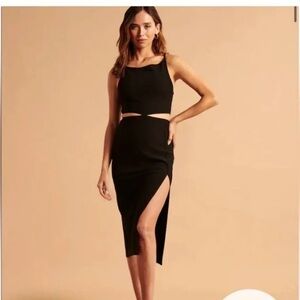Abercrombie Black Midi Cutout Dress